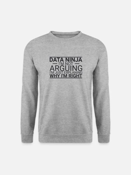 "Data Ninja Arguing | Data Science" - Unisex Pullover - Weißgrau meliert