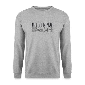 "Data Ninja Superhero | Data Science" - Unisex Sweatshirt - salt & pepper - Front - Alina (178cm) & Michal (187cm)