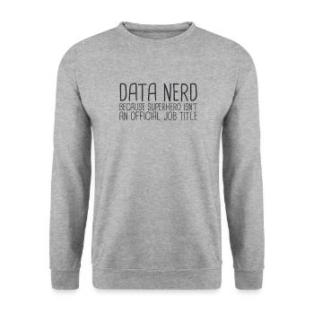"Data Nerd Superhero | Data Science" - Unisex Pullover - Weißgrau meliert - Vorne - Alina (178cm) & Michal (187cm)