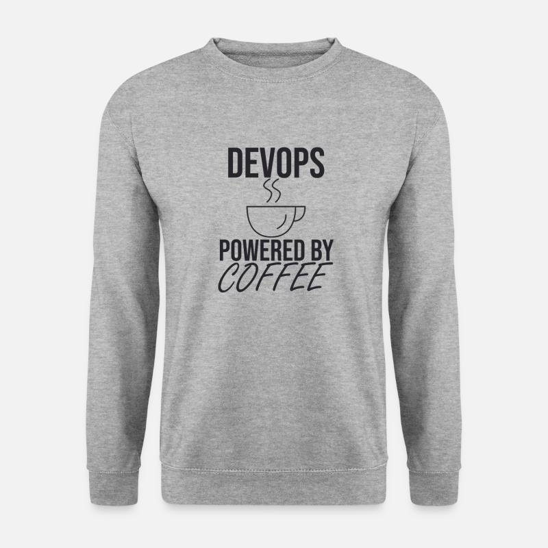 "DevOps Coffee | Softwareentwicklung" - Unisex Pullover - Weißgrau meliert