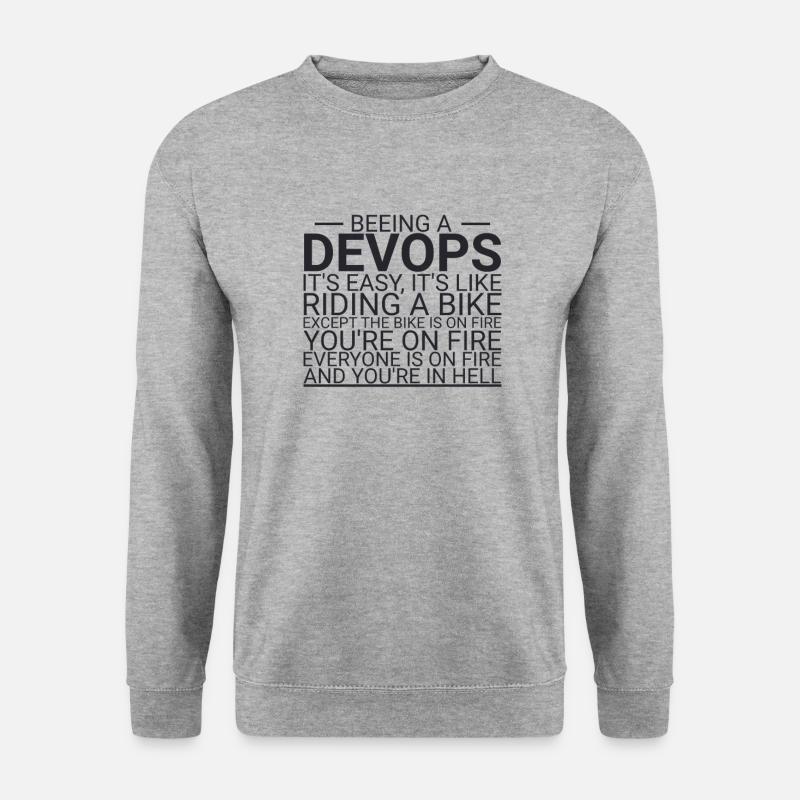 "DevOps Hell | Softwareentwicklung" - Unisex Pullover - Weißgrau meliert