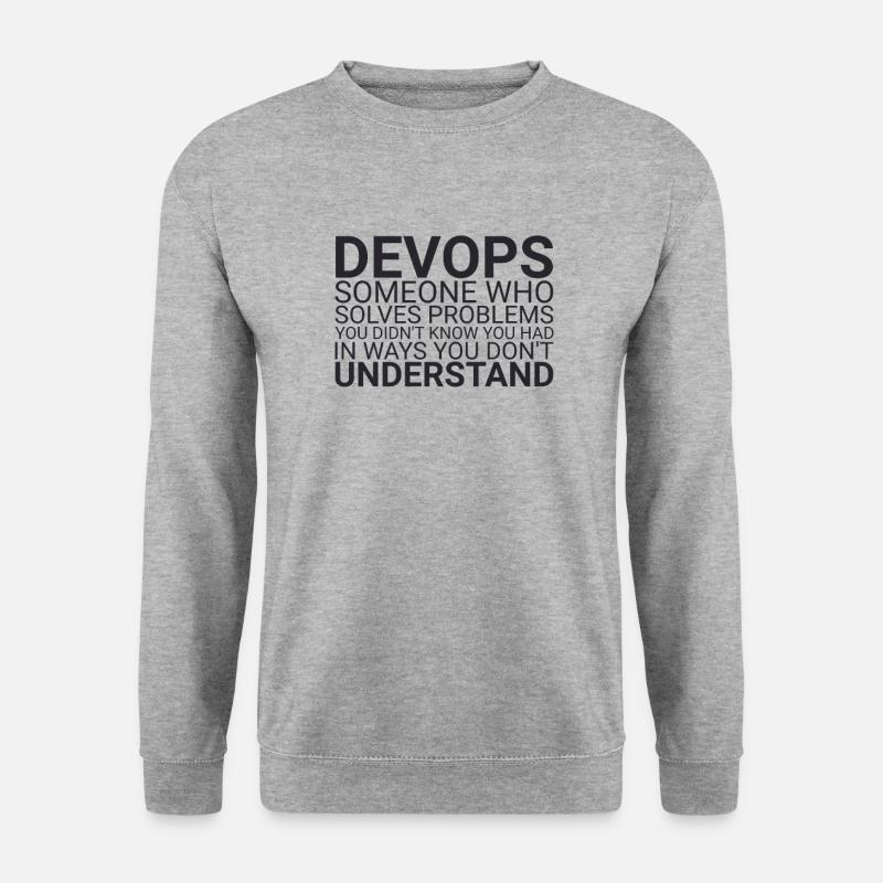 "DevOps Problem | Softwareentwicklung" - Unisex Pullover - Weißgrau meliert