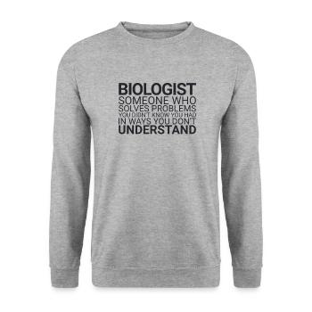 « Problème de biologiste | Biologie » - Sweat-shirt Unisexe - gris chiné - Devant - Alina (178cm) & Michal (187cm)