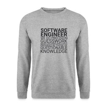 "Software Engineer Guesswork | Programming" - Unisex Sweatshirt - salt & pepper - Front - Alina (178cm) & Michal (187cm)