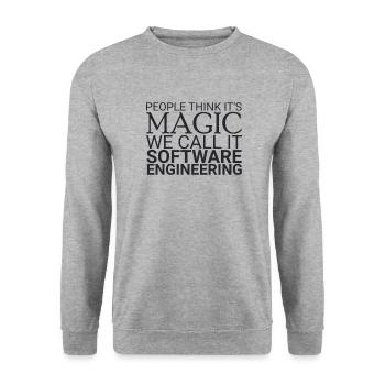 "Software Engineer Magic | Programming" - Unisex Pullover - Weißgrau meliert - Vorne - Alina (178cm) & Michal (187cm)