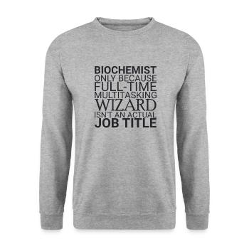 "Biochemist Wizard | Biochemistry" - Unisex Sweatshirt - salt & pepper - Front - Alina (178cm) & Michal (187cm)