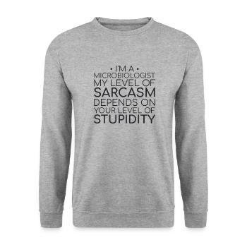 "Microbiologist Sarcasm | Microbiology" - Unisex Sweatshirt - salt & pepper - Front - Alina (178cm) & Michal (187cm)
