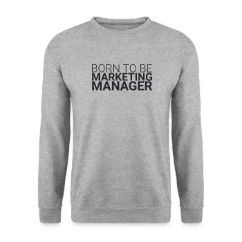 "Marketing Manager Born | Marketing" - Unisex Pullover - Weißgrau meliert - Vorne - Alina (178cm) & Michal (187cm)