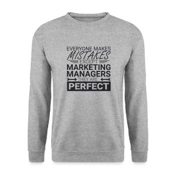 "Marketing Manager Perfect | Marketing" - Unisex Pullover - Weißgrau meliert - Vorne - Alina (178cm) & Michal (187cm)