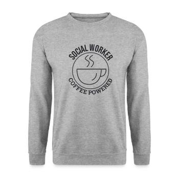 « Travailleur social Café | Travail social » - Sweat-shirt Unisexe - gris chiné - Devant - Alina (178cm) & Michal (187cm)