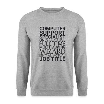 Computer Support Specialist Wizard | IT Support" - Unisex Sweatshirt - salt & pepper - Front - Alina (178cm) & Michal (187cm)