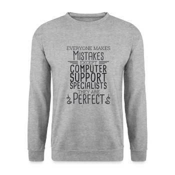 "Computer Support Specialist Perfect | IT Support" - Unisex Sweatshirt - salt & pepper - Front - Alina (178cm) & Michal (187cm)