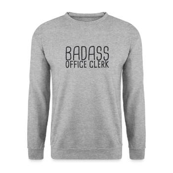 "Office Clerk Badass | Office" - Unisex Sweatshirt - salt & pepper - Front - Alina (178cm) & Michal (187cm)