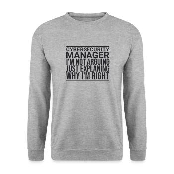 "Cybersecurity Manager Arguing | Cybersecurity" - Unisex Pullover - Weißgrau meliert - Vorne - Alina (178cm) & Michal (187cm)
