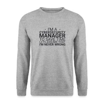 "Cybersecurity Manager Time | Cybersecurity" - Unisex Pullover - Weißgrau meliert - Vorne - Alina (178cm) & Michal (187cm)