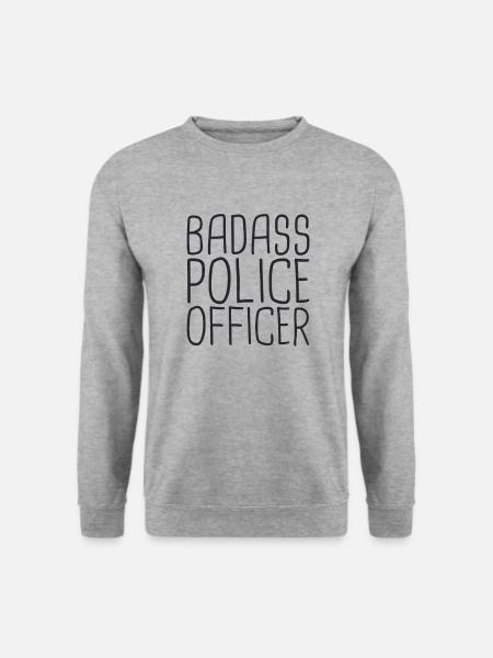 "Police Officer Badass | Polizei" - Unisex Pullover - Weißgrau meliert