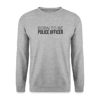 « Policier né en | Police » - Sweat-shirt Unisexe - gris chiné - Devant - Alina (178cm) & Michal (187cm)