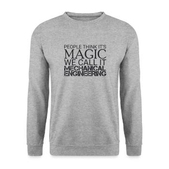 « Ingénieur en mécanique Magic | Génie mécanique » - Sweat-shirt Unisexe - gris chiné - Devant - Alina (178cm) & Michal (187cm)