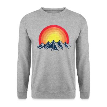 Retro Berge - Unisex Pullover - Weißgrau meliert - Vorne - Alina (178cm) & Michal (187cm)