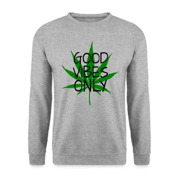 hemp leaf hemp smoking cannabis marijuana hashish - Unisex Sweatshirt - salt & pepper - Front - Alina (178cm) & Michal (187cm)