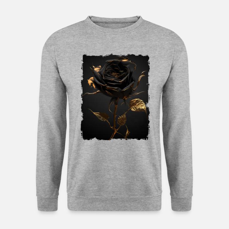 Schwarz Gold Rose - Unisex Pullover - Weißgrau meliert