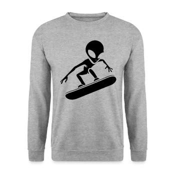 Design minimaliste : Alien Snowboarder - Sweat-shirt Unisexe - gris chiné - Devant - Alina (178cm) & Michal (187cm)
