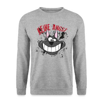Doggy Smile.Comic Hund.Tier.Lächeln - Unisex Pullover - Weißgrau meliert - Vorne - Alina (178cm) & Michal (187cm)