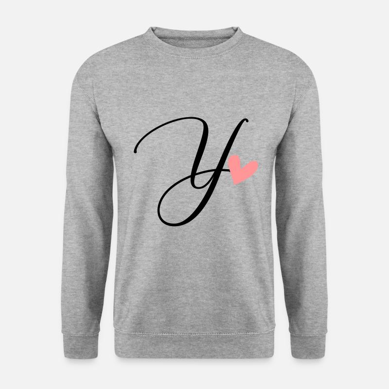 Anfangsbuchstabe Y Buchstabe Ypsilon Kalligrafie - Unisex Pullover - Weißgrau meliert