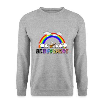 Schaf - be different - Unisex Pullover - Weißgrau meliert - Vorne - Alina (178cm) & Michal (187cm)
