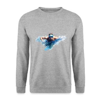 Schwimmen ist eine beliebte Sportart - Unisex Pullover - Weißgrau meliert - Vorne - Alina (178cm) & Michal (187cm)