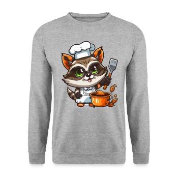 Raccoon Cuisine - Unisex Sweatshirt - salt & pepper - Front - Alina (178cm) & Michal (187cm)