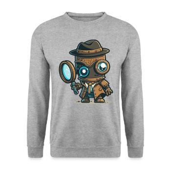 Detektiv-Bot - Unisex Pullover - Weißgrau meliert - Vorne - Alina (178cm) & Michal (187cm)