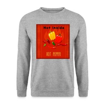 Fasching,karneval,kostüm, scharf, chillichoten - Unisex Pullover - Weißgrau meliert - Vorne - Alina (178cm) & Michal (187cm)