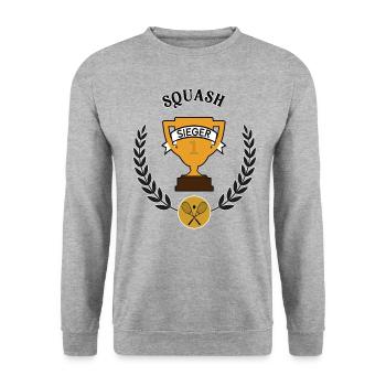 Squash Sieger Squasher Spieler Team Sieg Turnier - Unisex Pullover - Weißgrau meliert - Vorne - Alina (178cm) & Michal (187cm)