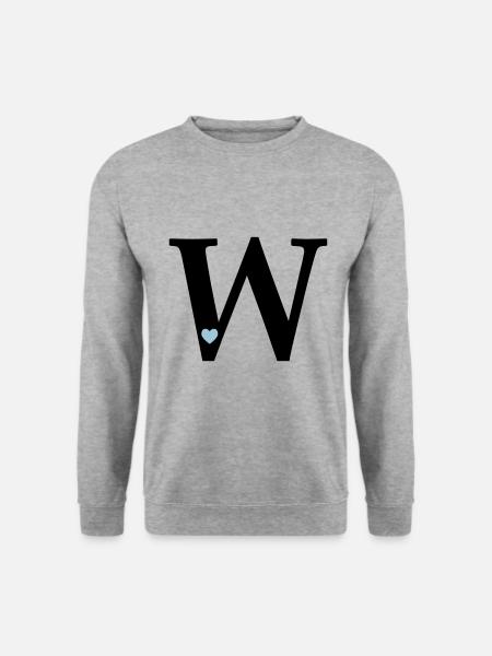 Buchstabe W Anfangsbuchstabe - Unisex Pullover - Weißgrau meliert