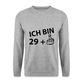 Ich bin 29 plus 1 - Unisex Pullover - Weißgrau meliert - Vorne - Alina (178cm) & Michal (187cm)