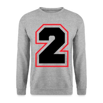 2 Zahl symbol - Unisex Pullover - Weißgrau meliert - Vorne - Alina (178cm) & Michal (187cm)