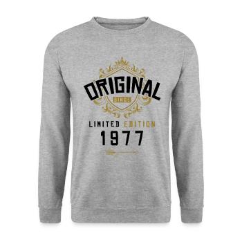 1977 limited edition Geburtstag - Unisex Pullover - Weißgrau meliert - Vorne - Alina (178cm) & Michal (187cm)