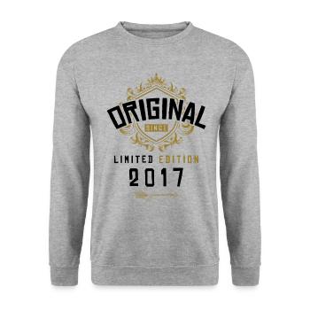 2017 limited edition Geburtstag - Unisex Pullover - Weißgrau meliert - Vorne - Alina (178cm) & Michal (187cm)