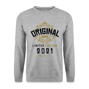 2021 limited edition Geburtstag - Unisex Pullover - Weißgrau meliert - Vorne - Alina (178cm) & Michal (187cm)