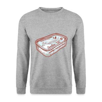 Lustige Fisch duftende Pfefferminzbonbons - Unisex Pullover - Weißgrau meliert - Vorne - Alina (178cm) & Michal (187cm)