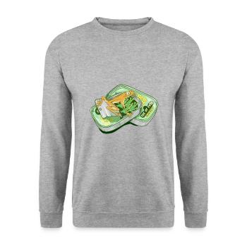 Zehe des Frosches - Unisex Pullover - Weißgrau meliert - Vorne - Alina (178cm) & Michal (187cm)