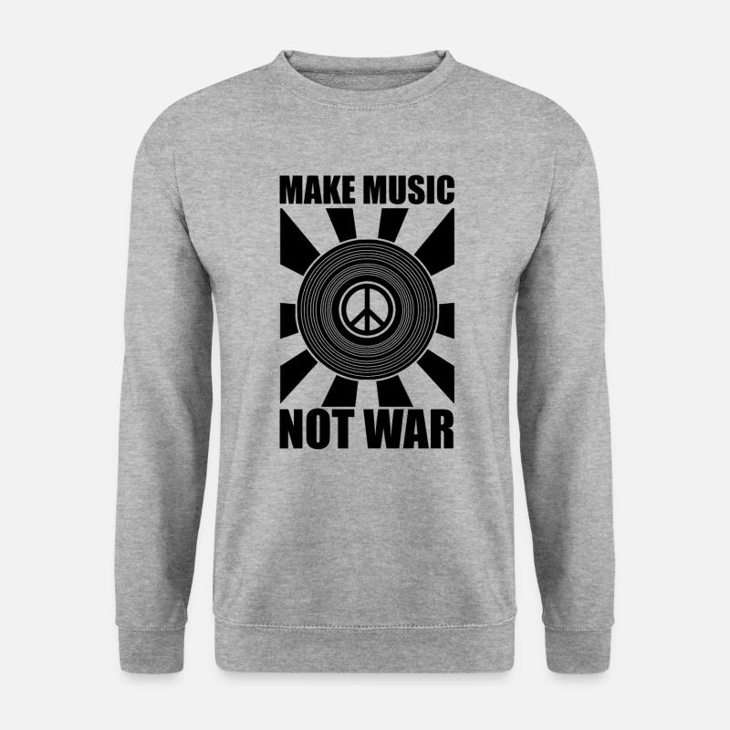 Make Music Not War. Vinyl Schallplatte und Peace - Unisex Pullover - Weißgrau meliert