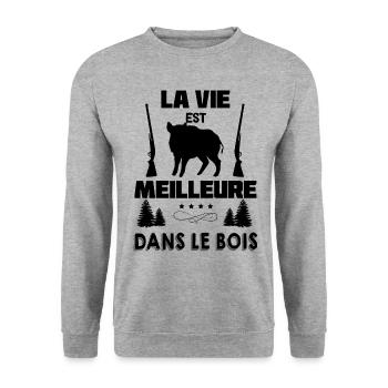 Chasseur Et la Belle Vie Dans Les Bois - Sweat-shirt Unisexe - gris chiné - Devant - Alina (178cm) & Michal (187cm)