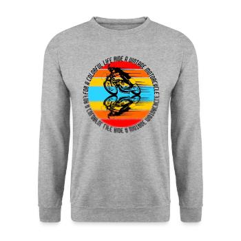 ZEICHNUNG MOTORRADRENNEN - Unisex Pullover - Weißgrau meliert - Vorne - Alina (178cm) & Michal (187cm)