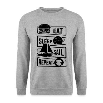 Eat Sleep Sail Repeat - sailing sailboat boat lake - Unisex Sweatshirt - salt & pepper - Front - Alina (178cm) & Michal (187cm)