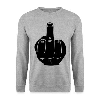 middle finger - Unisex Sweatshirt - salt & pepper - Front - Alina (178cm) & Michal (187cm)