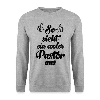 So sieht ein cooler Pastor aus Pastorin - Unisex Pullover - Weißgrau meliert - Vorne - Alina (178cm) & Michal (187cm)