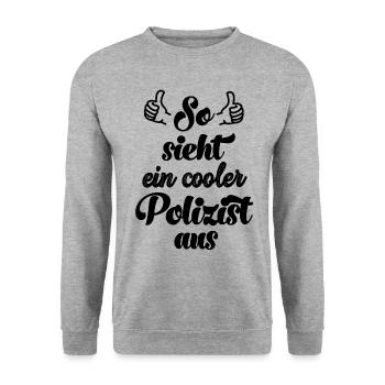 So sieht ein cooler Polizist aus Polizei Polizist - Unisex Pullover - Weißgrau meliert - Vorne - Alina (178cm) & Michal (187cm)