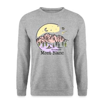 Mont Blanc TMB Wandern Bergsteigen Souvenir France - Unisex Pullover - Weißgrau meliert - Vorne - Alina (178cm) & Michal (187cm)